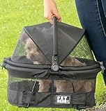 Pet Gear No-Zip View 360 Ultra Lite Pet Safety Carrier & Car Seat for Small Dogs & Cats, Push Button Entry, 15", Dark Charcoal