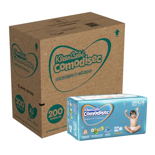 KleenBebé Comodisec, Pañal Para Bebé, Tamaño Extra Jumbo, Caja Con 200 Pañales