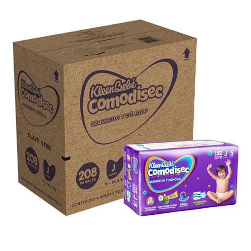 KleenBebé Comodisec, Pañal Para Bebé, Tamaño Jumbo, Caja Con 208 Pañales