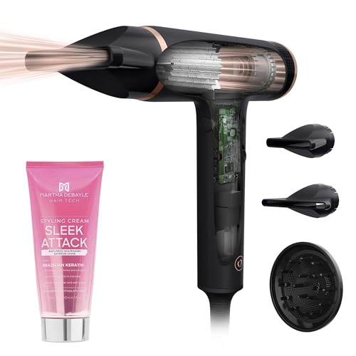 Rowenta Secadora de cabello Nano, motor digital de alta velocidad de hasta 266km/h, poder y eficiencia en diseño compacto y liviano, 3 accesorios y 3 niveles de temperatura y velocidad. Crema para peinar moldea, estiliza, suaviza, sella las cutículas y maximiza el brillo, HY8310X0