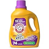 ARM & HAMMER Plus OxiClean with Odor Blasters Liquid Laundry Detergent, Laundry Odor Remover, Attacks Stains, Fresh Botanical Scent, 74 Loads, 96.2 Fl Oz