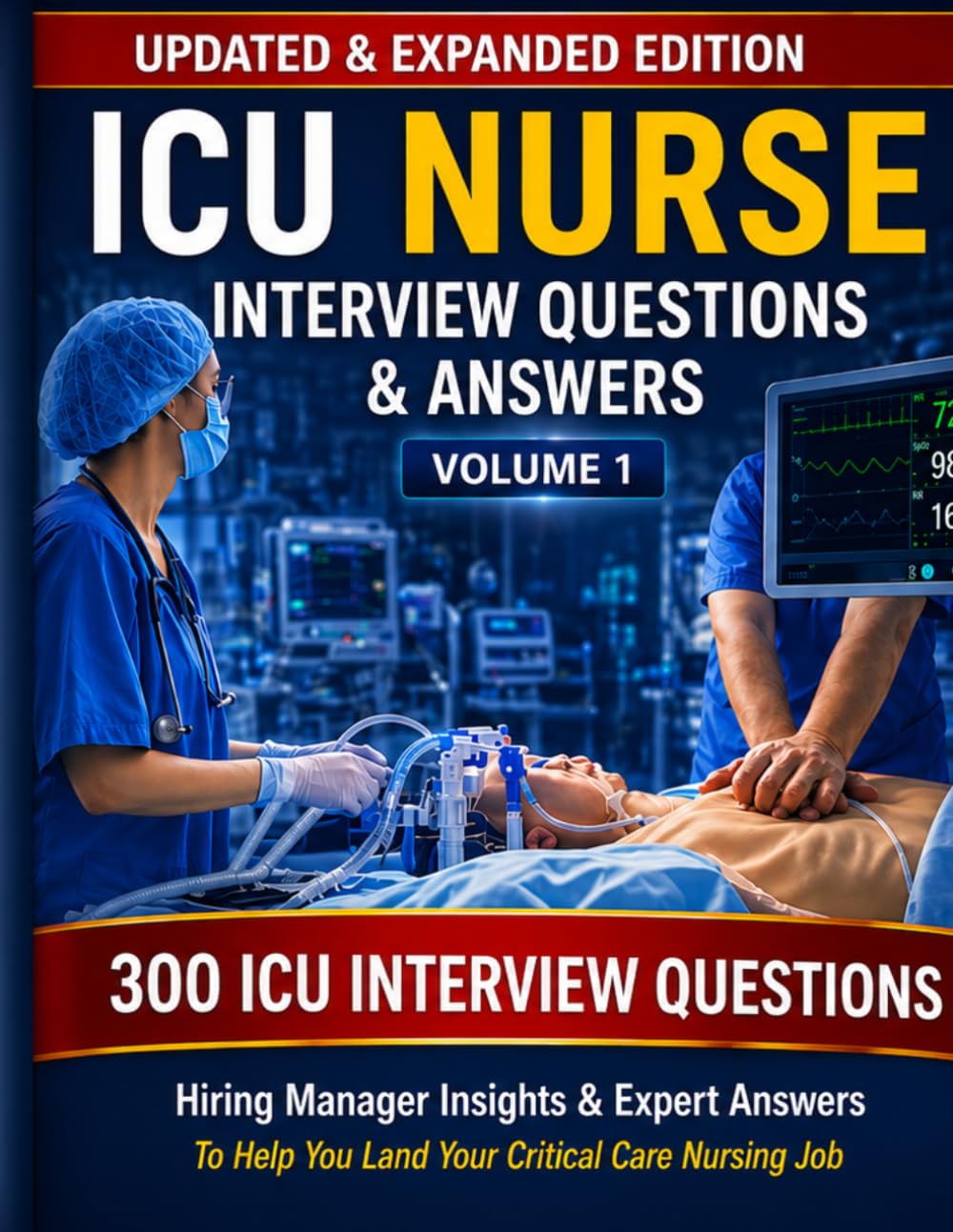 Paperback cover preview for Icu Nurse Interview Questions & Answers Volume 1