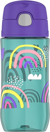 THERMOS FUNTAINER Botella de hidratación de plástico de 16 onzas con boquilla, arco iris