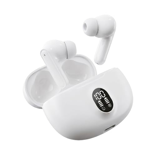 Audifonos Inalambricos Bluetooth 5.4 Audífonos Inalámbricos Auriculares Wireless Earbuds con micrófono Incorporado Control Táctil con Graves Profundos para Llamadas, Oficina, Deporte (White)