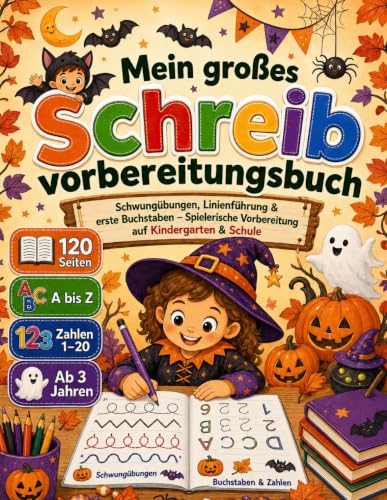 Buchcover: Mein großes Schreibvorbereitungsbuch – Halloween-Edition