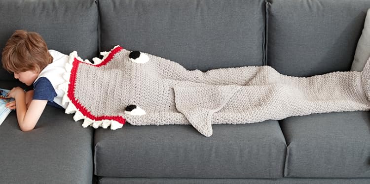 crochet shark snuggle sack