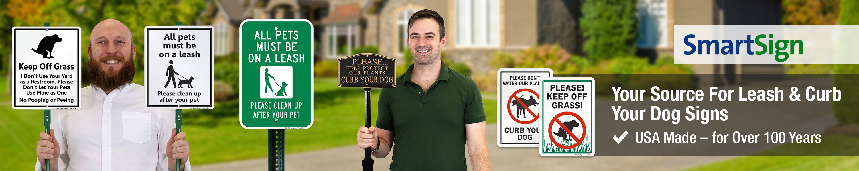 SmartSign Leash & Curb Your Dog Signs