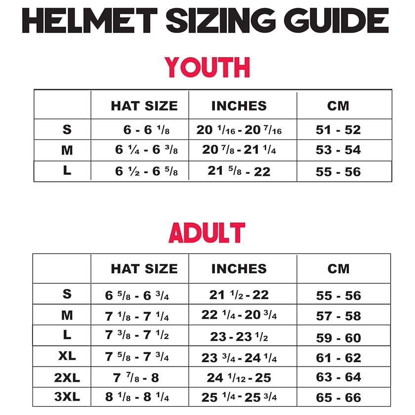 Raider Helmet Size Chart