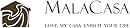 Logo for MalaCasa featuring stylized house icon and tagline 'LOVE MY CASA ENRICH YOUR LIFE' in brown text on white background.
