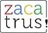 dice «¡Zaca confía en nosotros!» Diseño del logotipo con letras coloridas: «zaca» en rojo, azul, amarillo y verde, seguidas de «¡confía en nosotros!» en texto negro, todo dentro de un borde rectangular