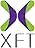 Diseño de logotipo con formas curvas de color púrpura y verde entrelazadas que forman una X, con el texto «XFT» en la parte inferior en