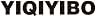El texto dice «YIQIYIBO». Texto negro grande en negrita sobre fondo blanco, letras mayúsculas con un diseño estilizado