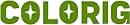 Large green text spelling 'COLORIG' with white star shapes in place of the letter 'O's, displayed on a white background.