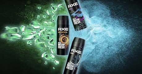 Axe se muestran sobre un fondo dinámico con efectos de salpicaduras verdes y azules