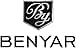 de la marca Benyar con un emblema en forma de escudo con las iniciales «By» sobre el nombre completo de la marca
