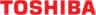 Red Toshiba logo on white background, displaying the company name in bold, uppercase letters.