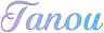 que dice «Fanou» en fuente de escritura decorativa, coloreado en tonos morados y azules degradados