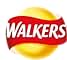 Walkers logo featuring white text on a red ribbon across a yellow circle. The logo is set against a black background with partial white speech bubble visible.