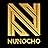 Gold geometric logo design showing stylized 'N' shape against black background with 'NUNOCHO' text underneath in matching gold color.