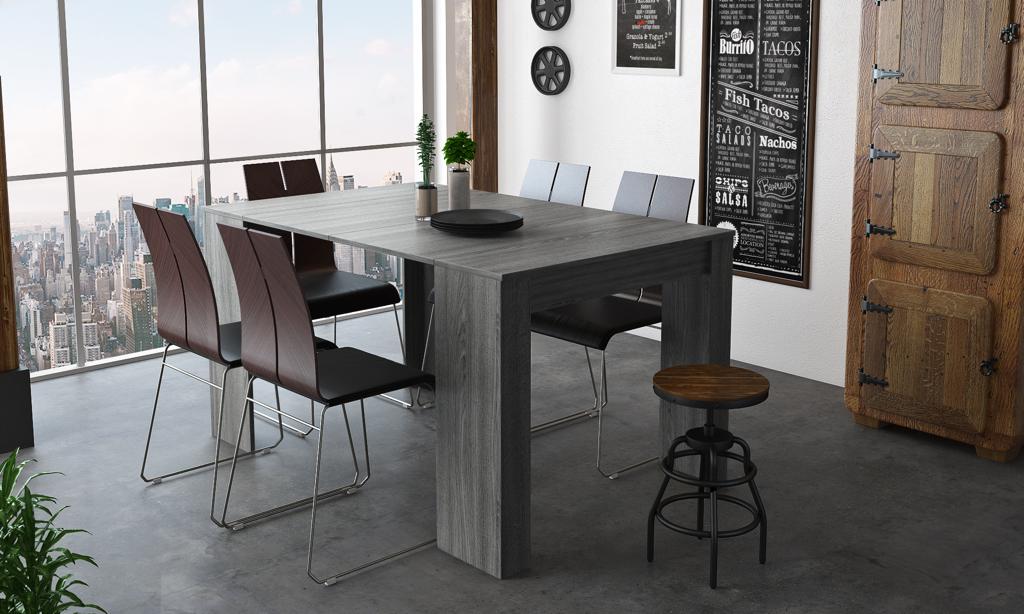 Skraut Home Ausziehtisch Eiche Schwarz - Multifunktionaler Esstisch Für Bis Zu 10 Personen