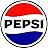 Logotipo circular de Pepsi con la mitad superior roja, la mitad inferior azul y el texto «PEPSI» en negro en el centro, delineado en