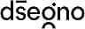Logotipo estilizado de texto negro «dseono» sobre fondo blanco con elementos de diseño mínimos