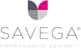 de Savega con una estilizada forma de flor en gris y rosa. El texto dice «SAVEGA» con «FORMSCHÖNE REINHEIT»