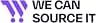 Text reads "WE CAN SOURCE IT". Purple stylized logo resembling two exclamation marks or letter W to the left of black text on white background.