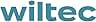 Logotipo grande de texto verde azulado que deletrea «wiltec» sobre un fondo blanco