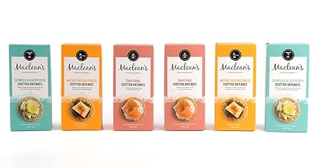 Text reads "Maclean's". Six colorful boxes of Maclean's branded products. Flavors include Mint Chocolate, Salted Caramel, Orange, Strawberry, Caramel Shortbread, and Lemon Meringue. Each box features an image of the corresponding dessert.