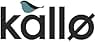Black text logo reading 'kallø' with a small blue and black stylized bird illustration perched on top of the letter 'k'.