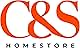 Text reads 'C&S HOMESTORE'. Orange and gray company logo with stylized ampersand symbol on white background.