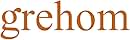 Large orange text spelling 'grehom' against a white background.