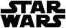 de Star Wars en texto negro en negrita sobre fondo blanco. Marca icónica de la franquicia para uso promocional o comercial.