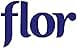 El texto dice «flor». Logotipo sencillo en letras minúsculas de color azul oscuro sobre fondo blanco. La «f» tiene un tallo alargado que se extiende por debajo de la