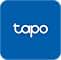 Fondo azul con texto blanco del logotipo «tapo» centrado en un diseño minimalista