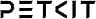 Logotipo de texto estilizado que dice «PETKIT» en negrita y angular sobre un fondo blanco