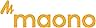 Design del logo con la parola «maono» in lettere minuscole. La lettera «m» è stilizzata in arancione, mentre le lettere rimanenti sono in nero