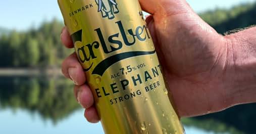 eine Hand, die eine Dose Bier
