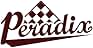 Diseño de logotipo marrón con el texto «Peradise» y una forma de corona a cuadros por encima