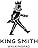 en blanco y negro con una estilizada figura ambulante con una corona. El texto de abajo dice «KING SMITH WALKINGPAD»