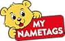 a cartoon bear holding a sign that says my name.