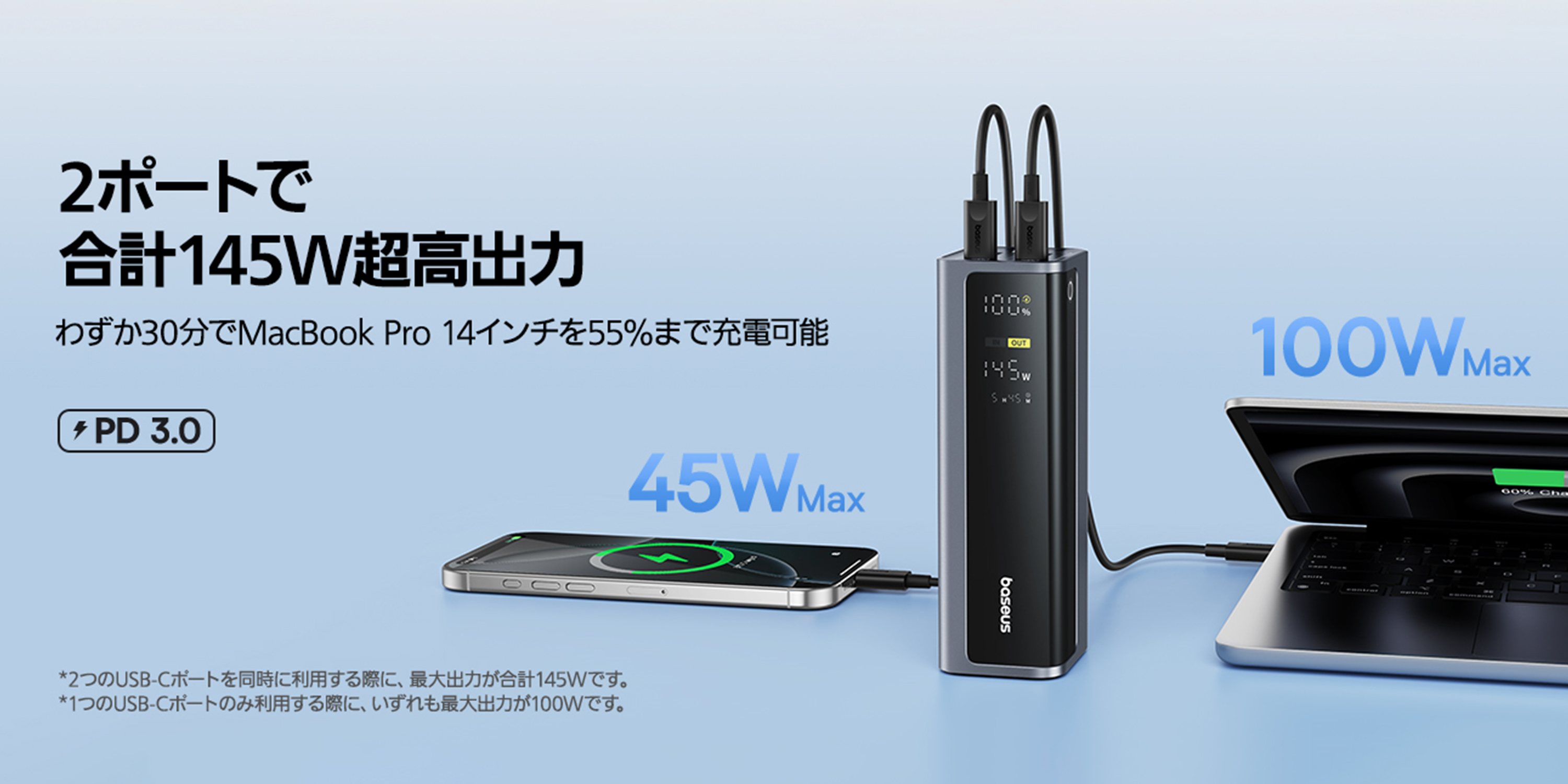 【ほぼ新品】baseus EnerGeek GP12 145W モバイルバッテリ Baseus_EnerGeek_GP12_Power_Ban