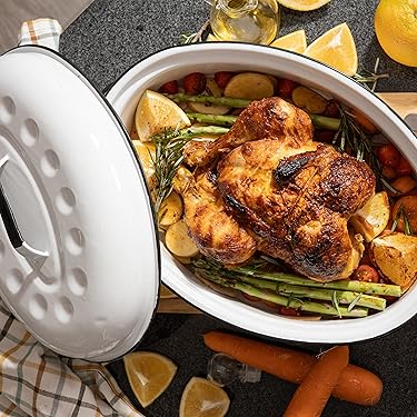 15 inch Oval Roaster Speckled White