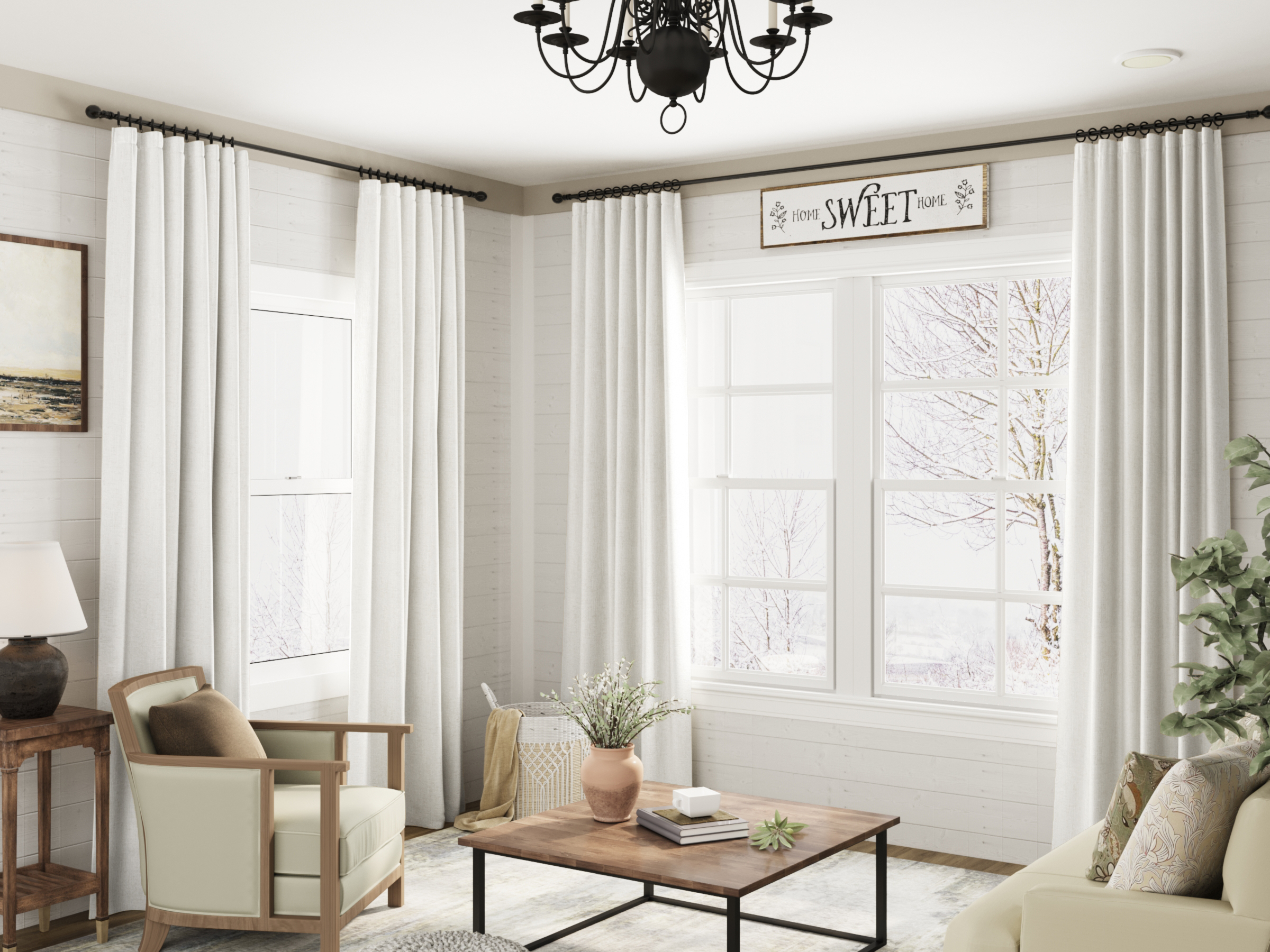 Nanspring Linen Blackout Curtains