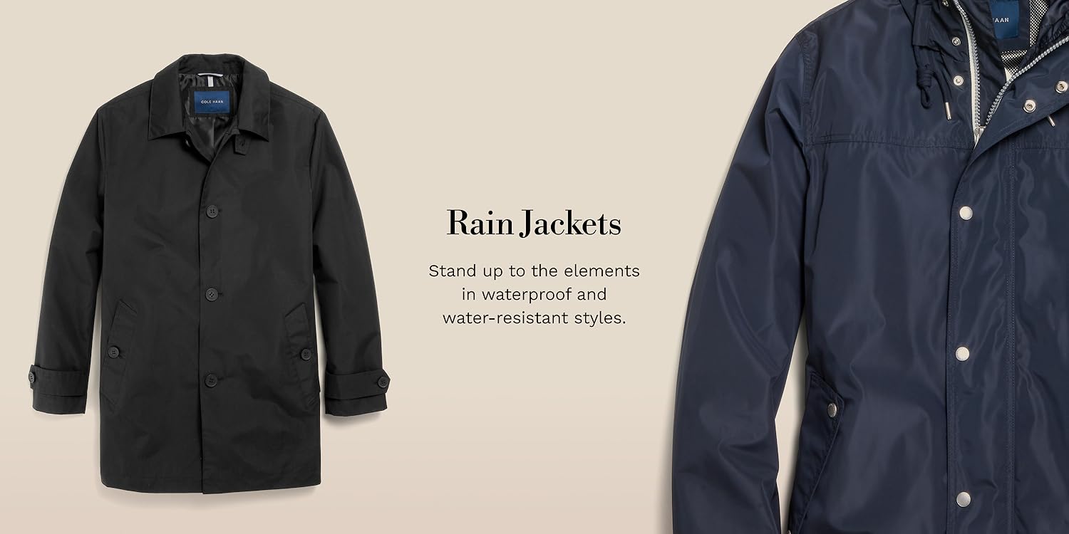 【Cole Haan】レインジャケット / Men's Hooded Rain Jacket Cole Haan Signature Men's Classic Hooded Rain Jacket, Tan