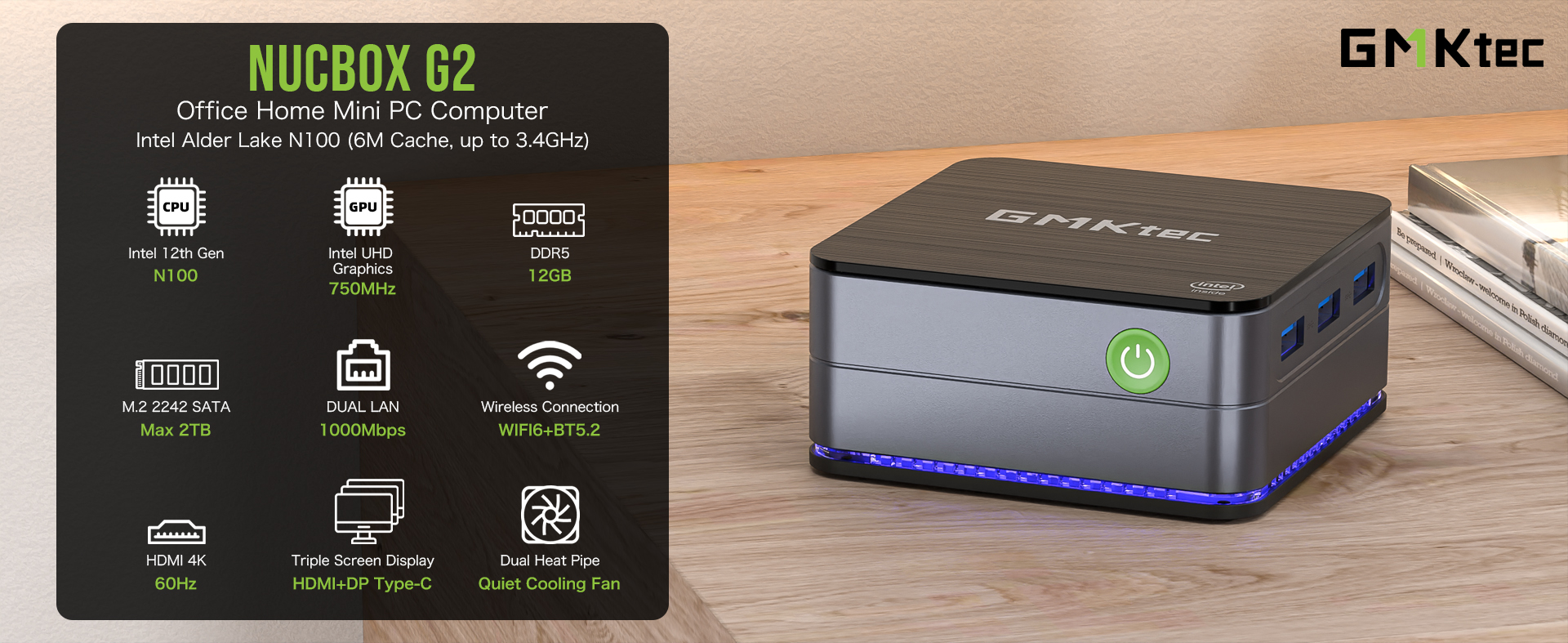 GMKtec NucBox G2 N100 12GB 512GB osなし Intel 12th Alder Lake N100 Mini PC--NucBox G2