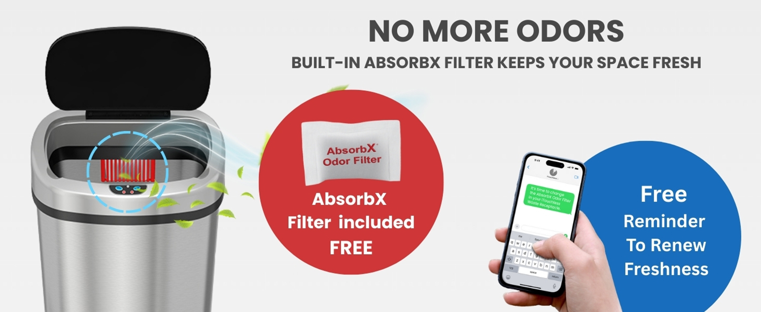 その他 ACID BATH: VIDEO TRASH TERROR iTouchless Stainless Steel Sensor Trash Can w/AbsorbX Odor