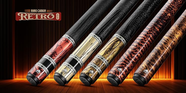 【新品】【Rhino】レトロ カーボン プールキュー ココボロ ラップレス RHINO CARBON - RETRÔ