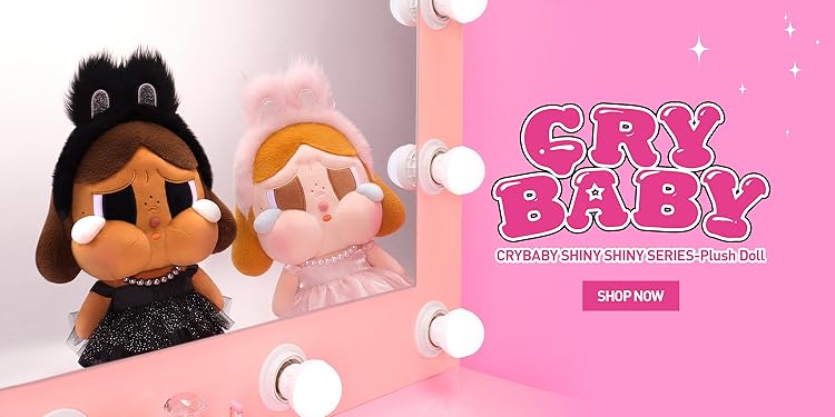 ポップマート　Crybaby Plush Doll Pink Black CRYBABY SHINY SHINY SERIES- PLUSH DOLL – Puchi Box